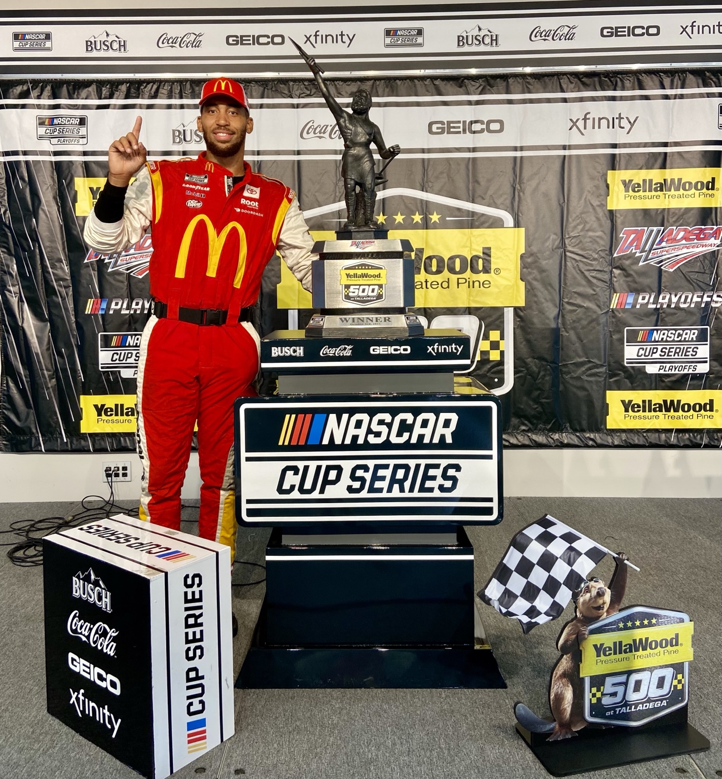 Jorden Paige celebrating in Victory Lane